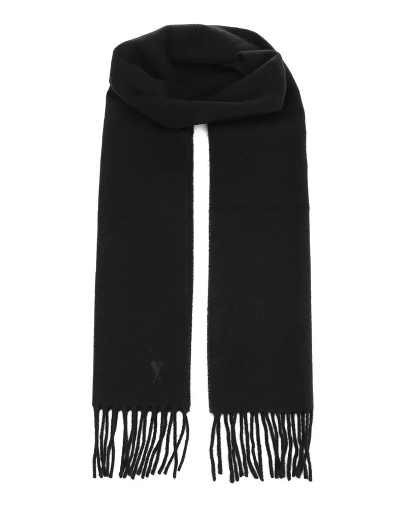 AMI Paris Fransenschal mit Herz-Logo - Schwarz Schwarz