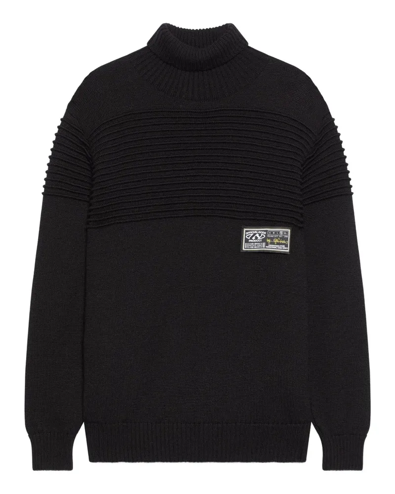 GCDS Gerippter Rollkragenpullover - Schwarz Schwarz