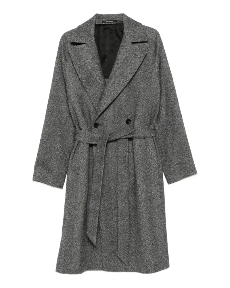 Tagliatore herringbone-pattern belted coat - Grau Grau