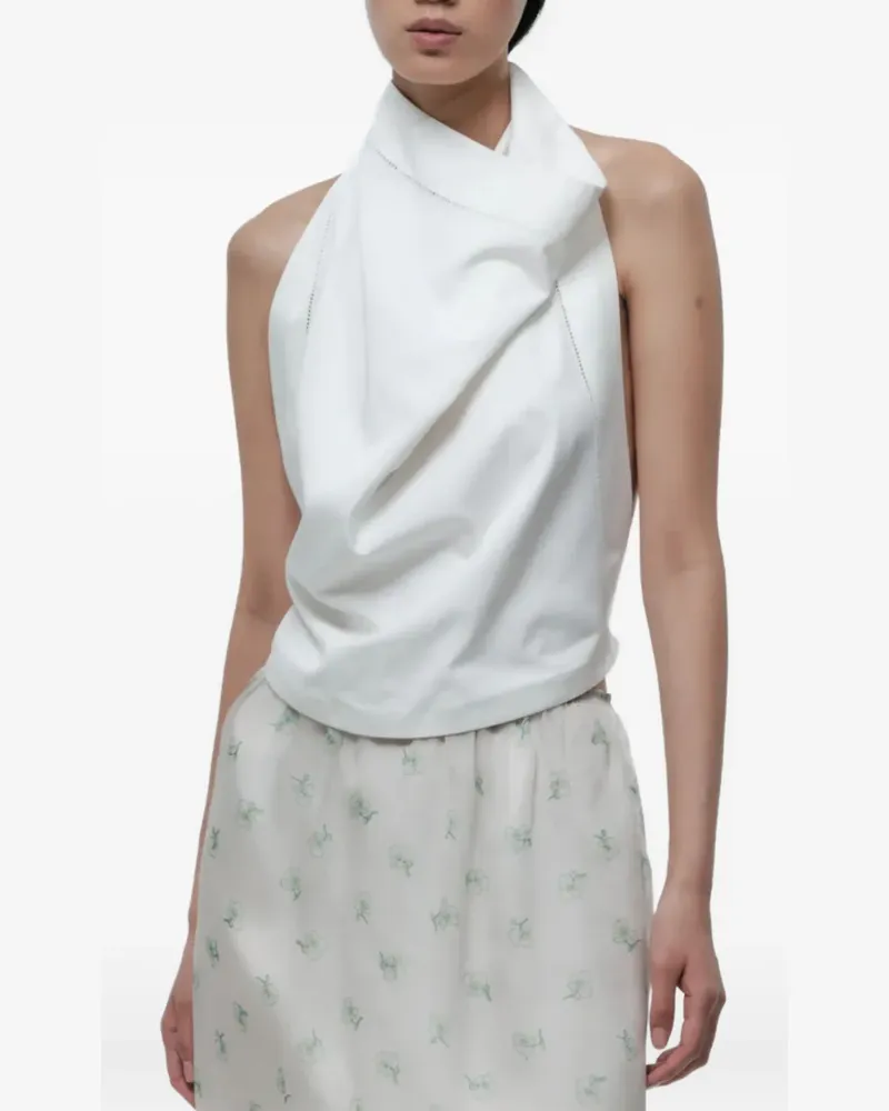 Carven backless draped silk top - Weiß Weiß