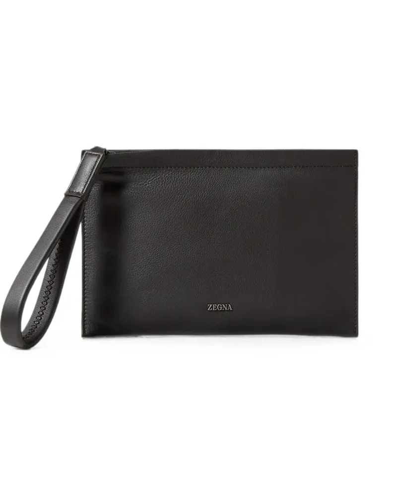 Ermenegildo Zegna dark brown SECONDSKIN mini pouch - Braun Braun