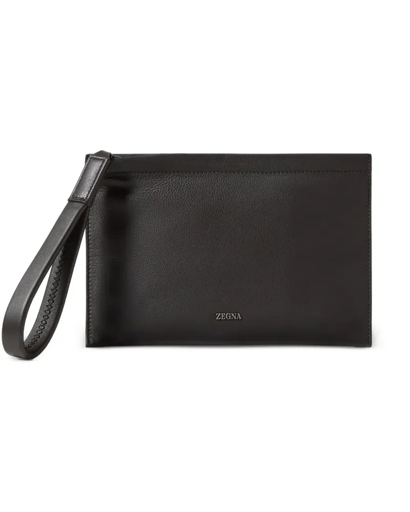 Ermenegildo Zegna dark brown SECONDSKIN mini pouch - Braun Braun