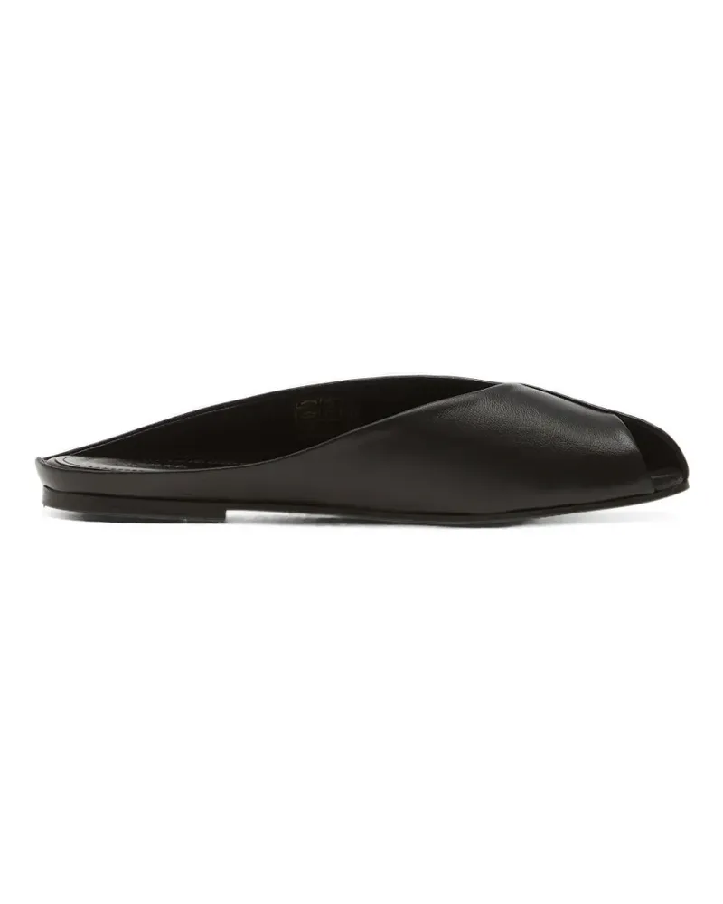 Alohas Flache Peeptoe-Sandalen aus Leder - Schwarz Schwarz