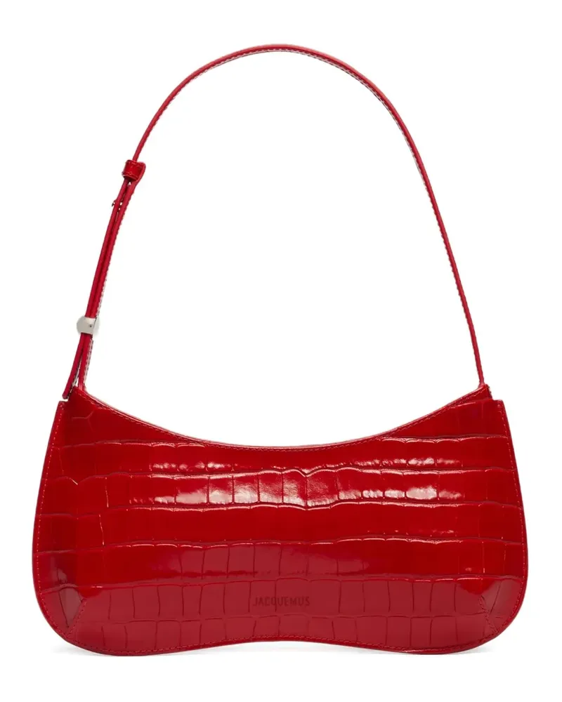 Jacquemus Le Bisou Schultertasche mit Kroko-Optik - Rot Rot