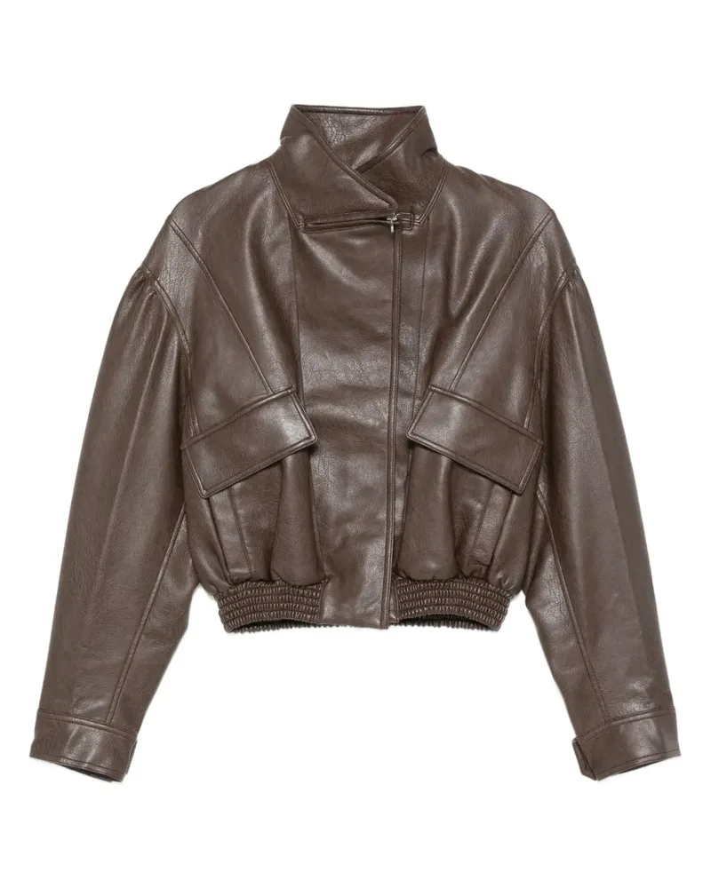 LOW CLASSIC faux-leather bomber jacket - Braun Braun