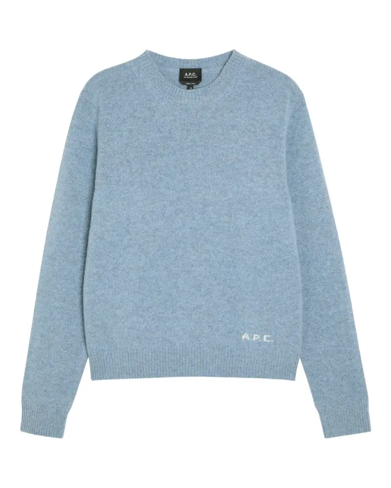 A.P.C. Locker geschnittener graublauer Wollpullover Blau