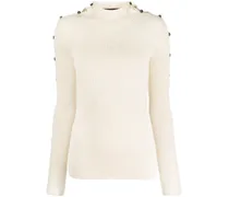 Gerippter Pullover mit Knöpfen - Nude