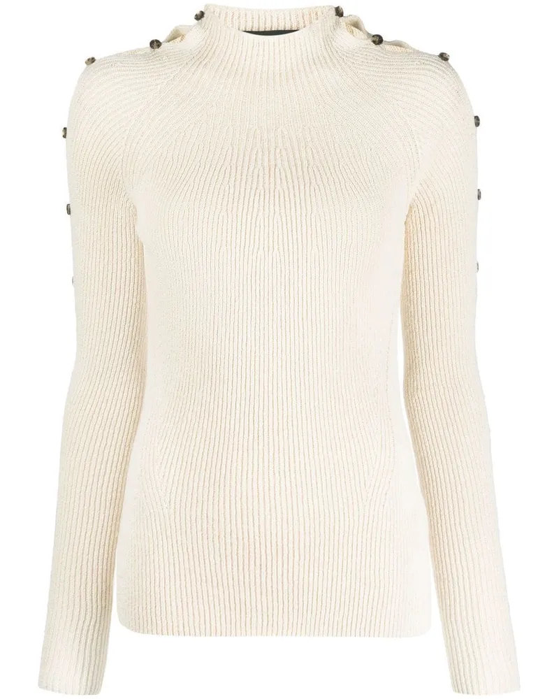 Proenza Schouler Gerippter Pullover mit Knöpfen Nude