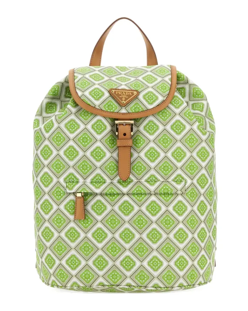 Prada Rucksack mit geometrischem Print - Grün Grün