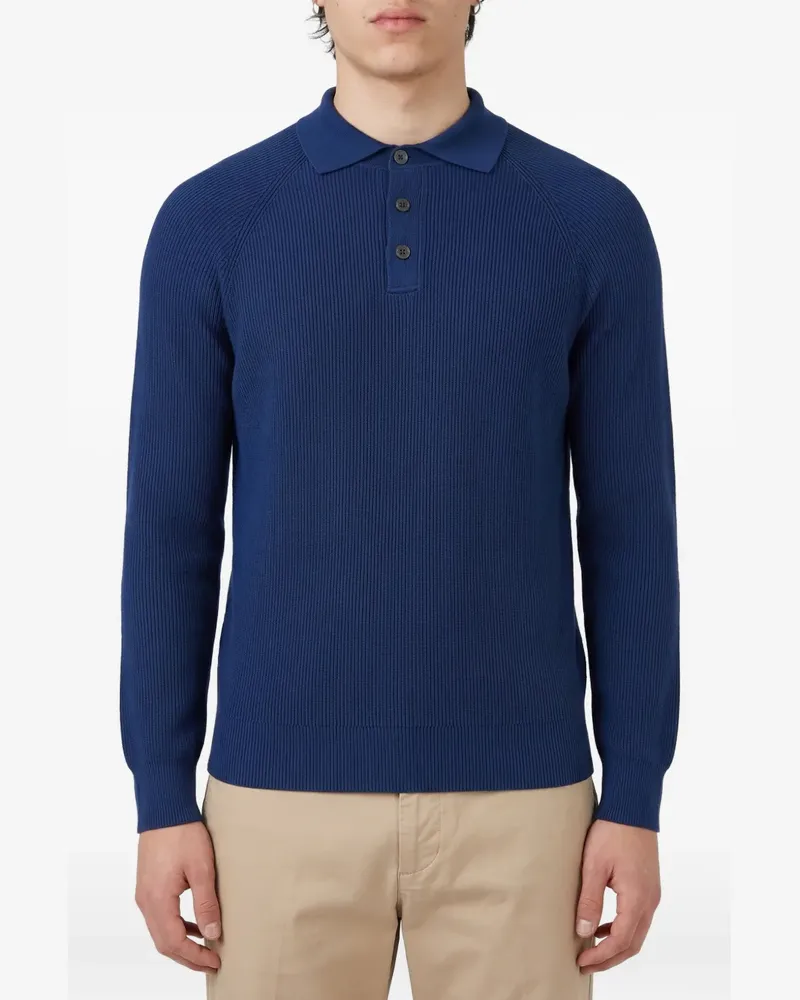 Brunello Cucinelli ribbed knit polo shirt - Blau Blau