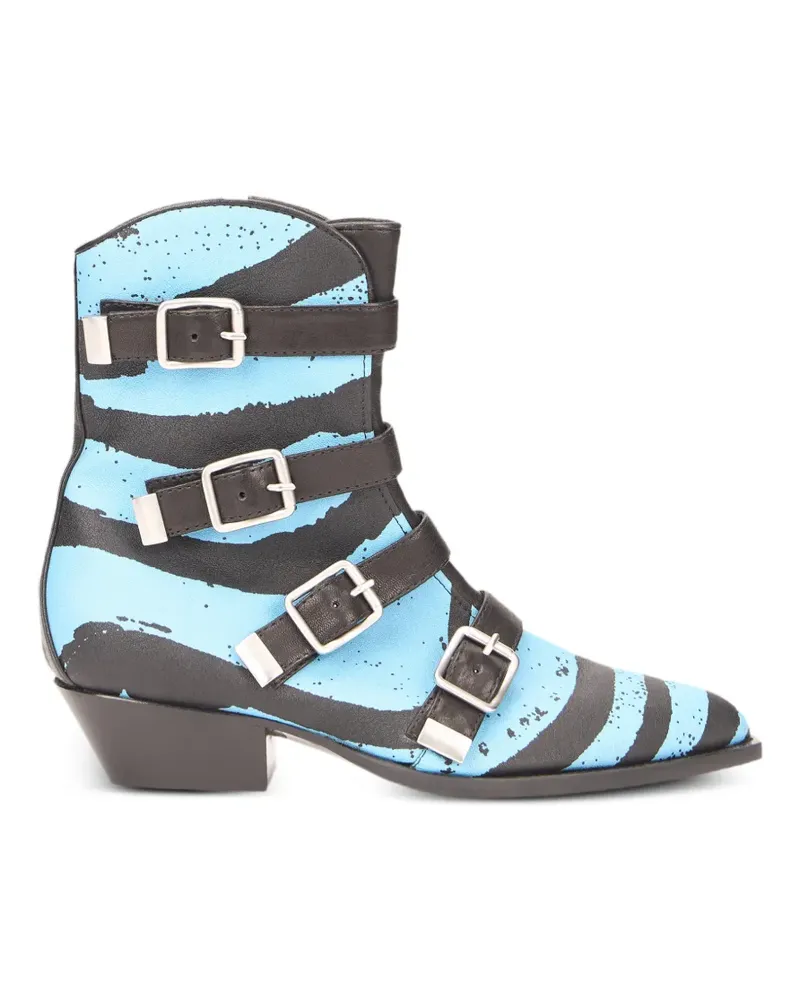 Philosophy Di Lorenzo Serafini buckle-detail zebra-print ankle boots - Blau Blau