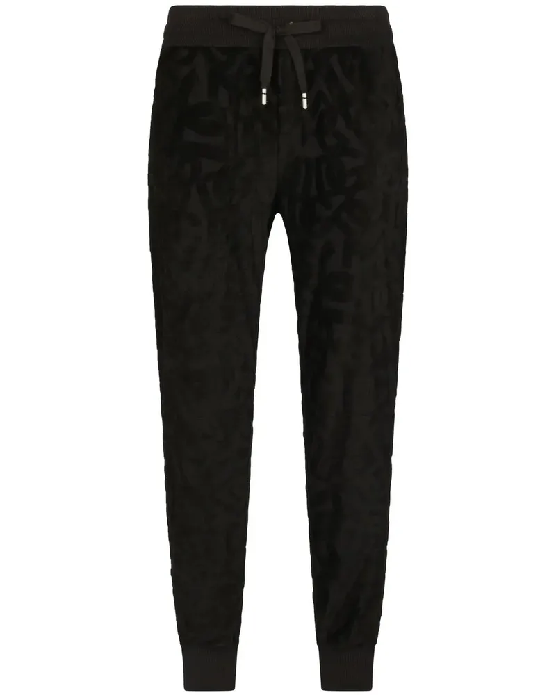 Dolce & Gabbana Jacquard-Jogginghose mit DG - Schwarz Schwarz