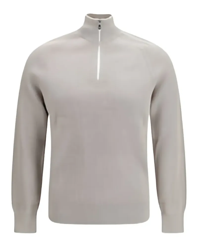 Brunello Cucinelli ribbed-knit half-zip sweater - Nude Nude