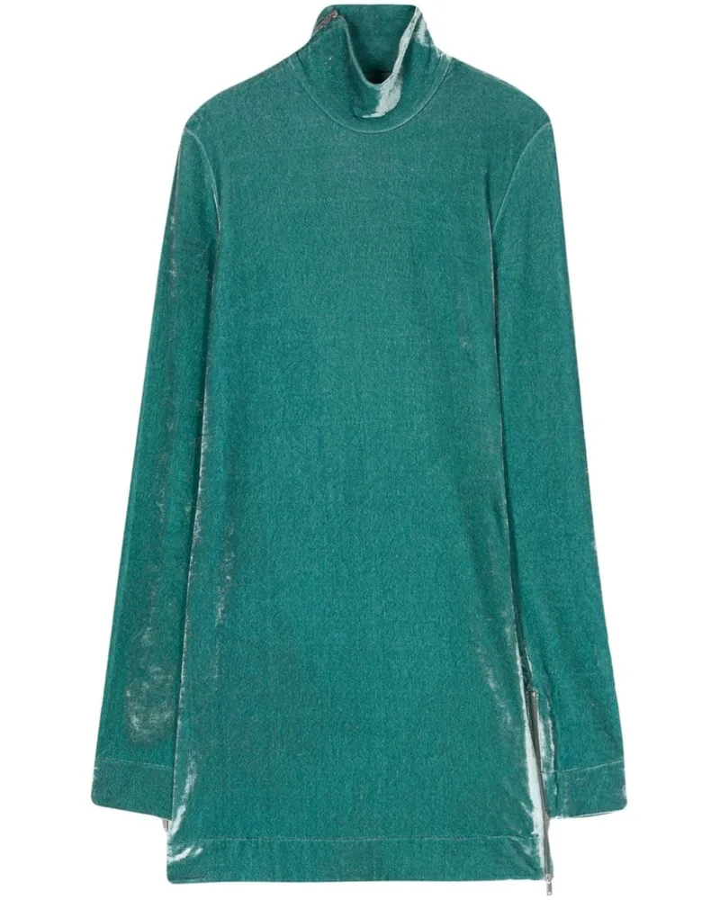 Jil Sander Samtoberteil in Knitteroptik - Blau Blau