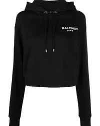 Balmain Hoodie mit Logo-Applikation Schwarz