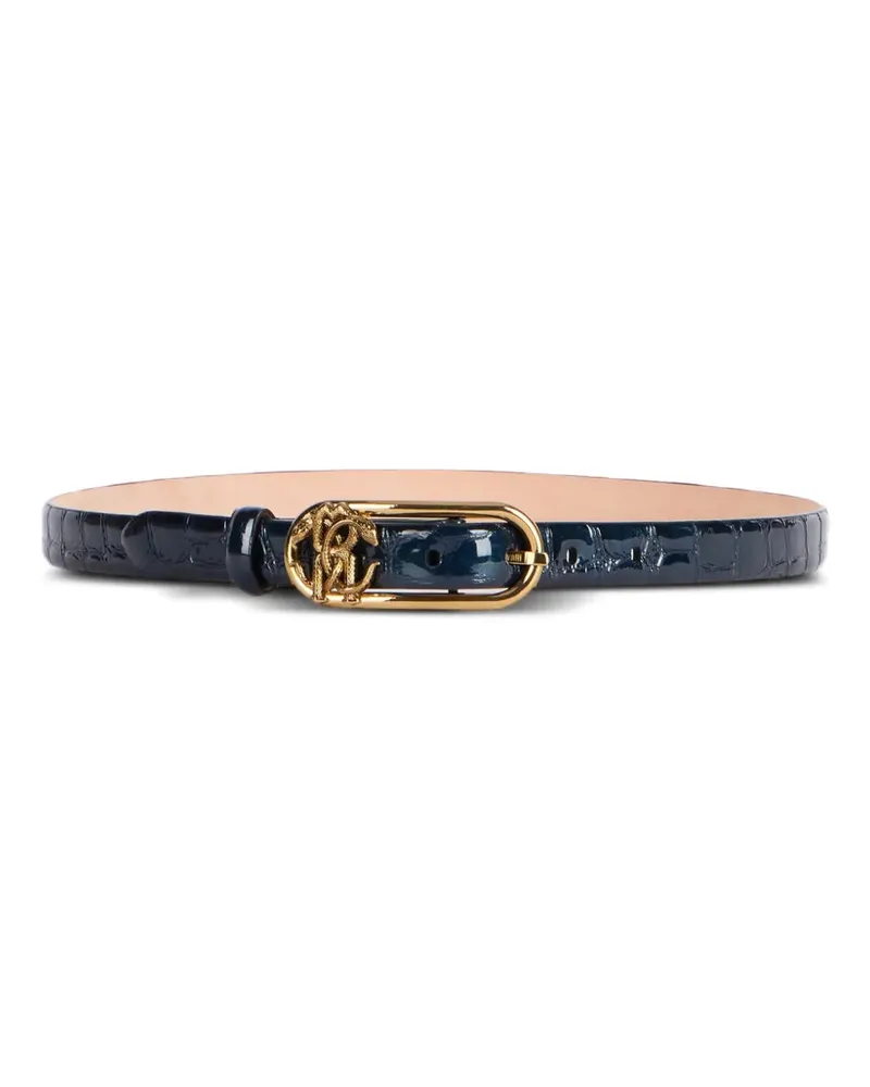 Roberto Cavalli RC-Monogram Gürtel mit Kroko-Effekt - Blau Blau