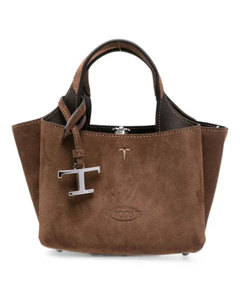 TOD'S micro logo-detail suede mini bag - Braun Braun