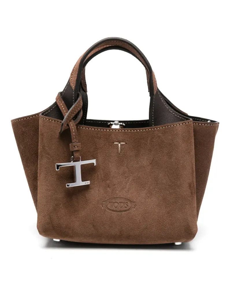 TOD'S Micro Mini-Tasche aus Wildleder mit Logo - Braun Braun