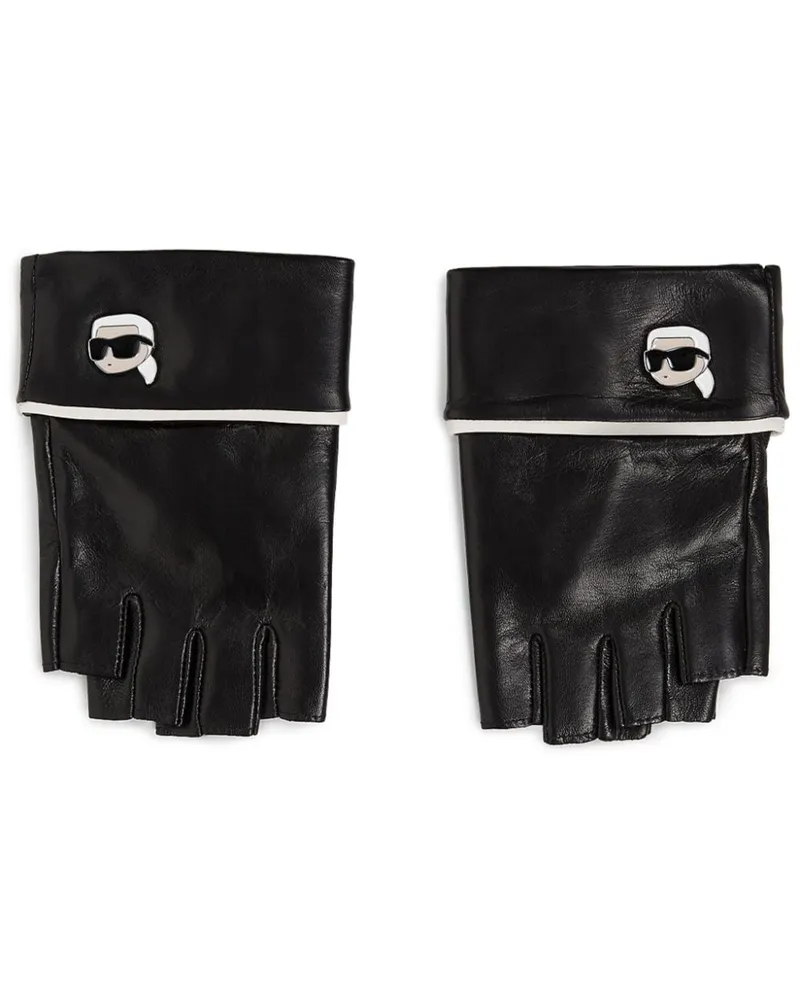 Karl Lagerfeld Fingerlose Ikon Handschuhe - Schwarz Schwarz