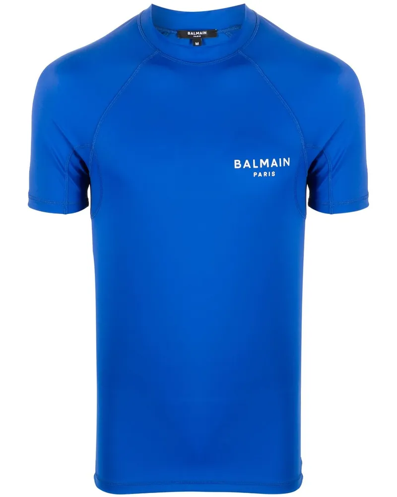 Balmain T-Shirt mit Logo-Print - Blau Blau