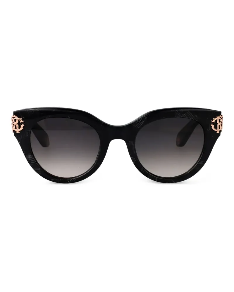 Roberto Cavalli Cat-Eye-Sonnenbrille mit Logo-Schild - Schwarz Schwarz