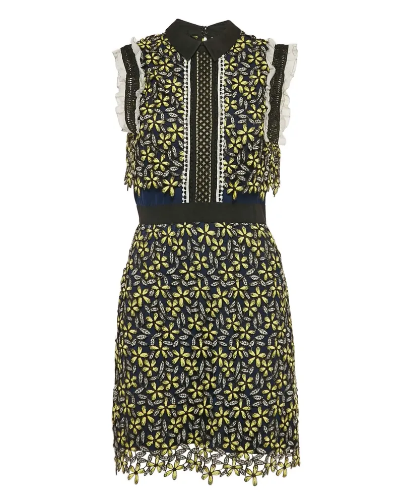 Self-Portrait Spitzenkleid mit Blumenmuster - Blau Blau