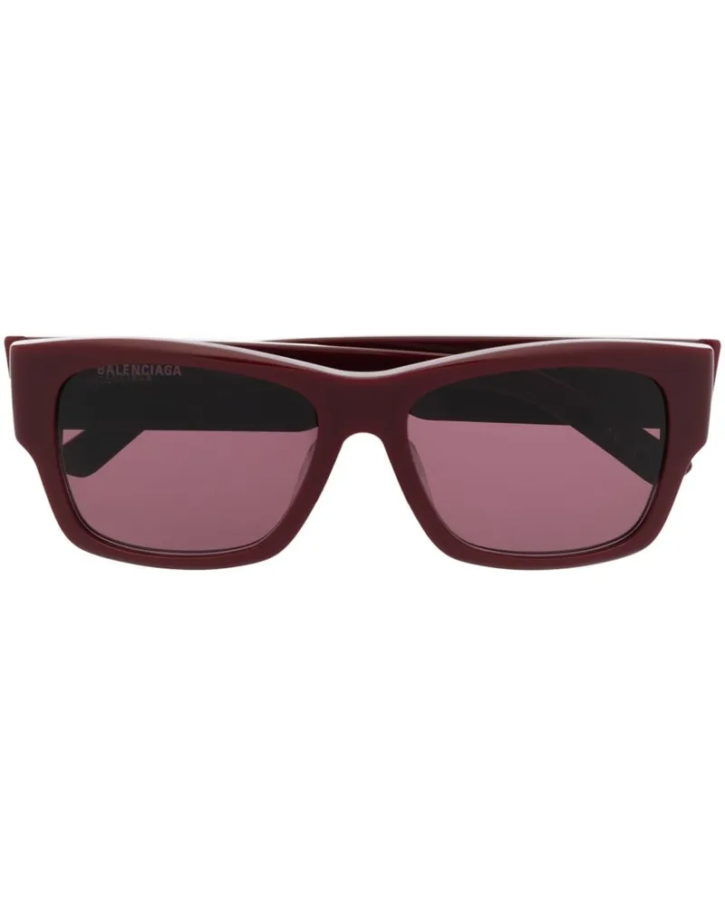 Balenciaga Eckige Sonnenbrille mit Emaille-Logo - Rot Rot