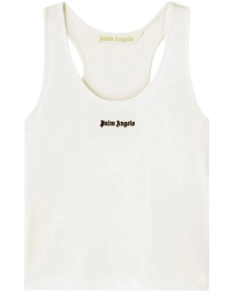 Palm Angels Geripptes Trägershirt mit Logo - Weiß Weiß
