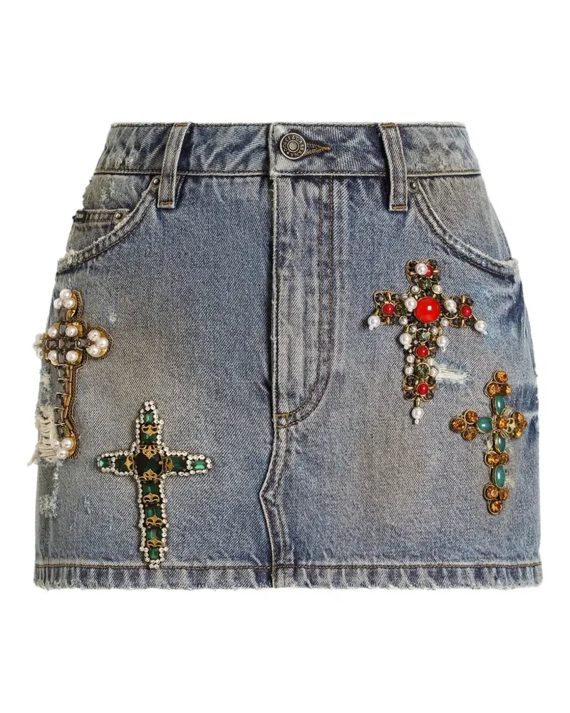Dolce & Gabbana Jeans-Minirock mit Stickerei - Blau Blau