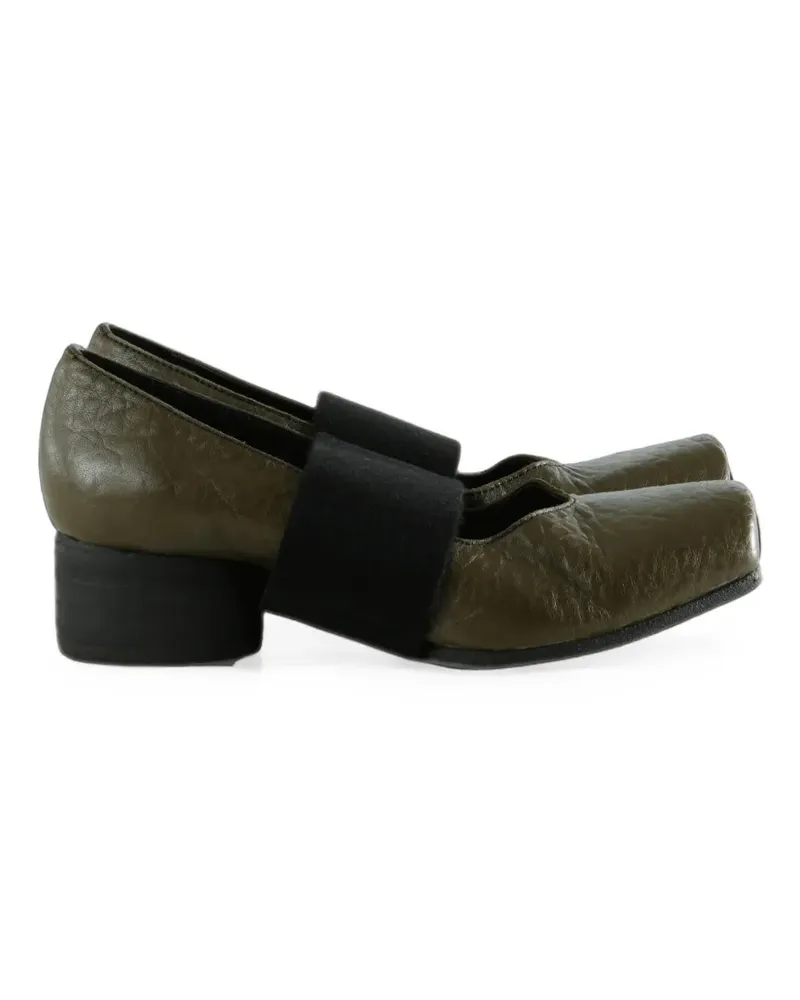 Uma Wang elasticated-strap square-toe ballet flats - Grün Grün