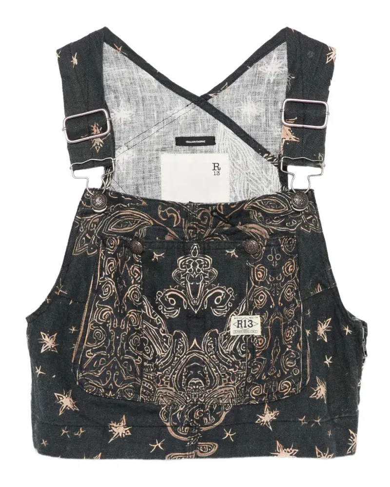 R13 paisley print crop top - Schwarz Schwarz