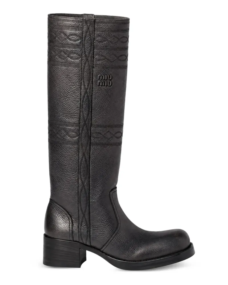 Miu Miu Bestickte Stiefel - Grau Grau