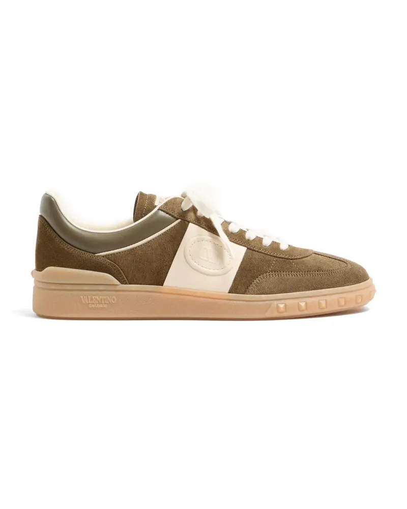 Valentino Garavani Upvillage low-top trainers in split-leather and calfskin nappa-leather - Braun Braun