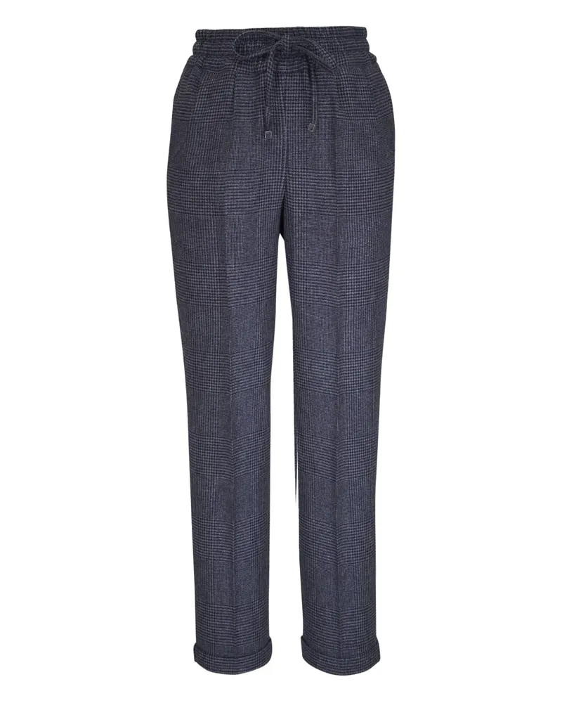 Kiton Karierte Hose mit Kordelzug - Blau Blau