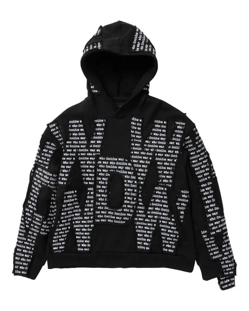 WHO DECIDES WAR Overlay Text-Hoodie - Schwarz Schwarz