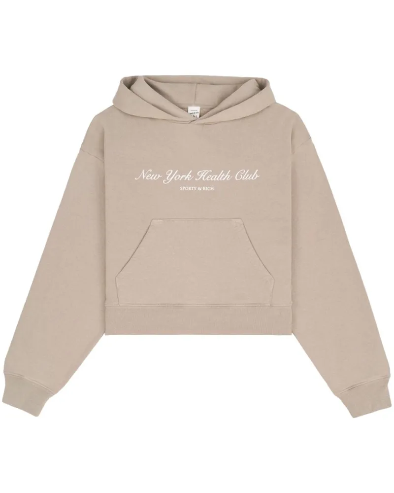 SPORTY & RICH Health Cropped-Hoodie - Grau Grau
