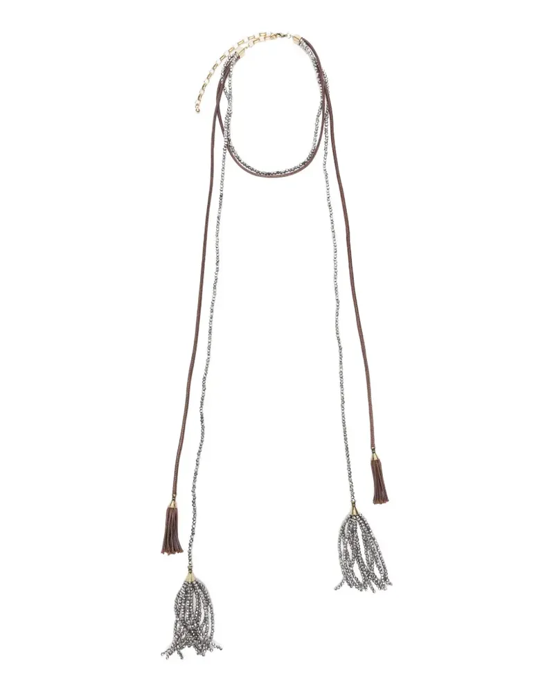 Antonelli Firenze Daphne tassel beaded necklace - Grau Grau