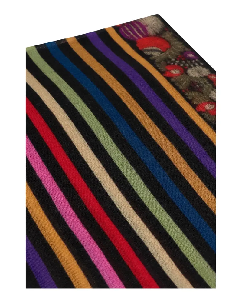 Etro striped floral-detail scarf - Schwarz Schwarz
