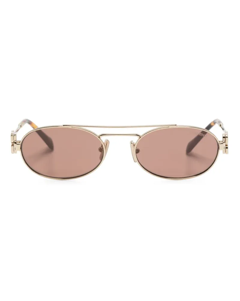 Miu Miu Sonnenbrille mit ovalem Gestell - Gold Gold