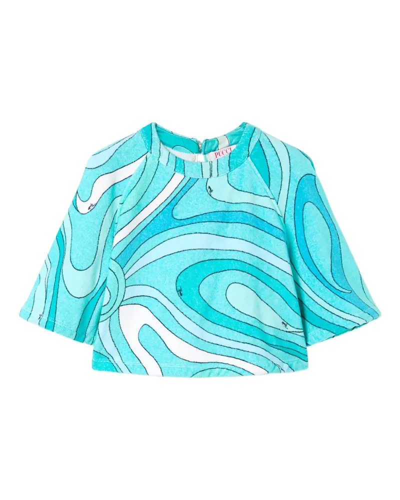 Emilio Pucci Cropped-T-Shirt mit Marmo-Print - Blau Blau