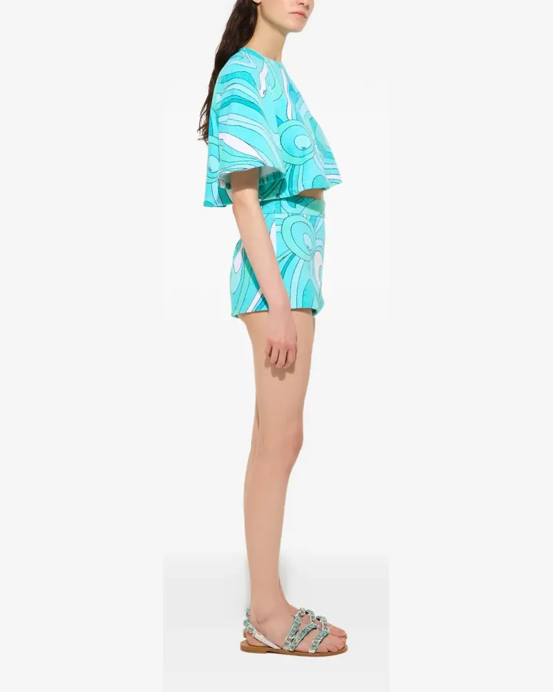 Emilio Pucci Cropped-T-Shirt mit Marmo-Print - Blau Blau