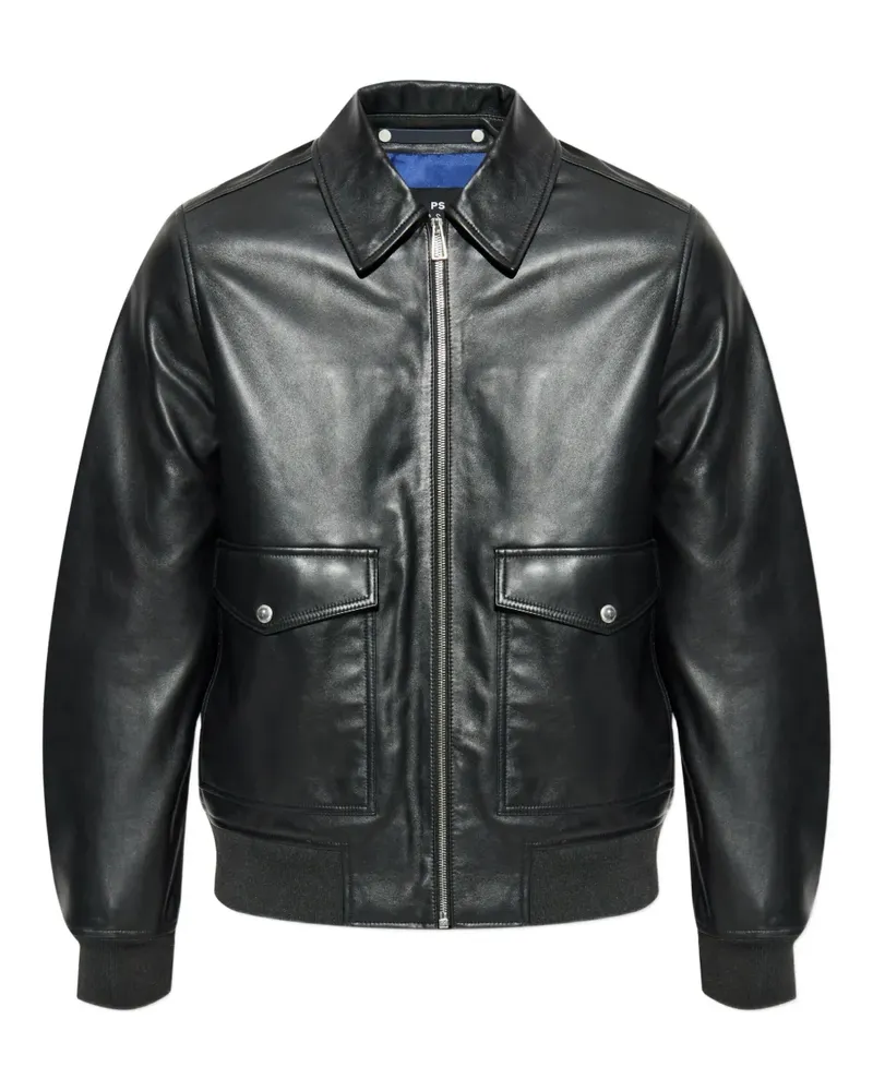 Paul Smith Lederjacke mit Klappentasche - Schwarz Schwarz