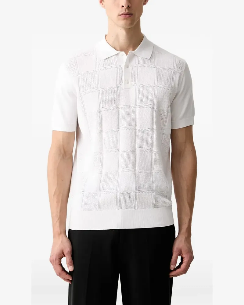 Karl Lagerfeld check-patterned pointelle-knit polo shirt - Weiß Weiß