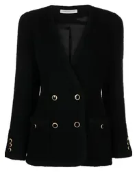 Alessandra Rich Doppelreihiger Tweed-Blazer Schwarz