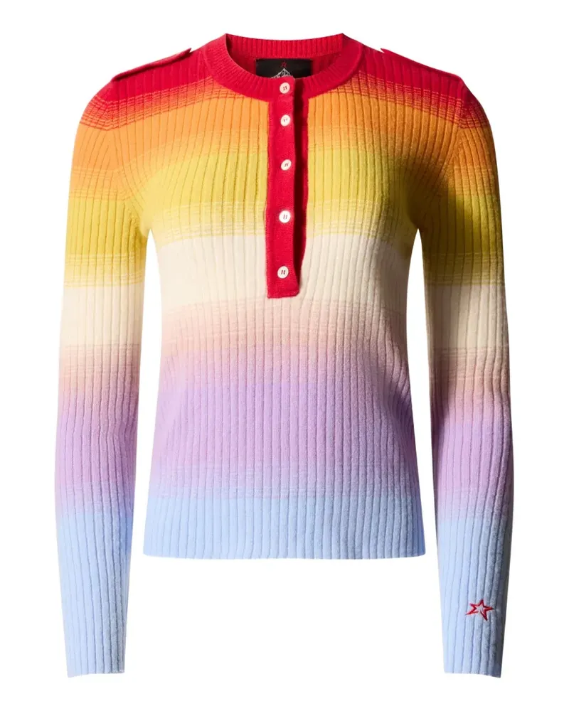 Perfect Moment rainbow-knit button-up sweater - Orange Orange