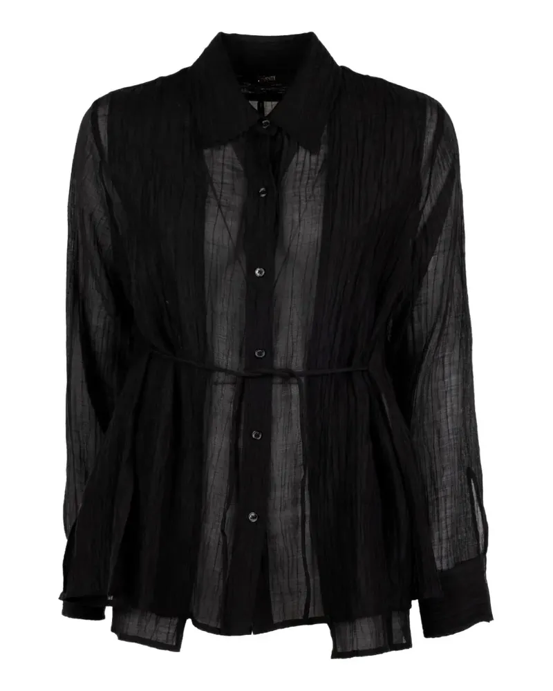 Seventy crinkled-finish belted shirt - Schwarz Schwarz