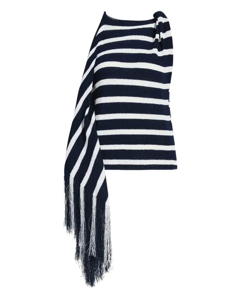 Proenza Schouler Gestreiftes Yves Oberteil mit Fransen - Blau Blau