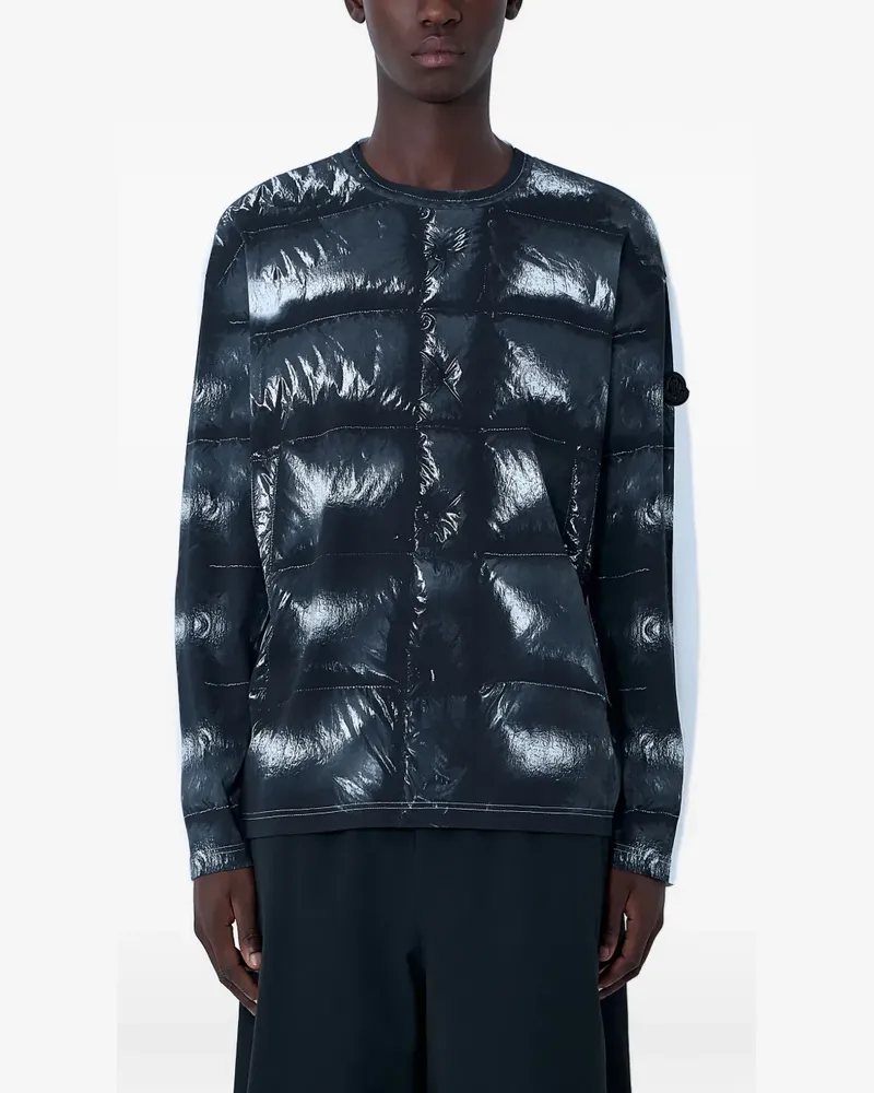 Moncler contrast panels logo print T-shirt - Schwarz Schwarz