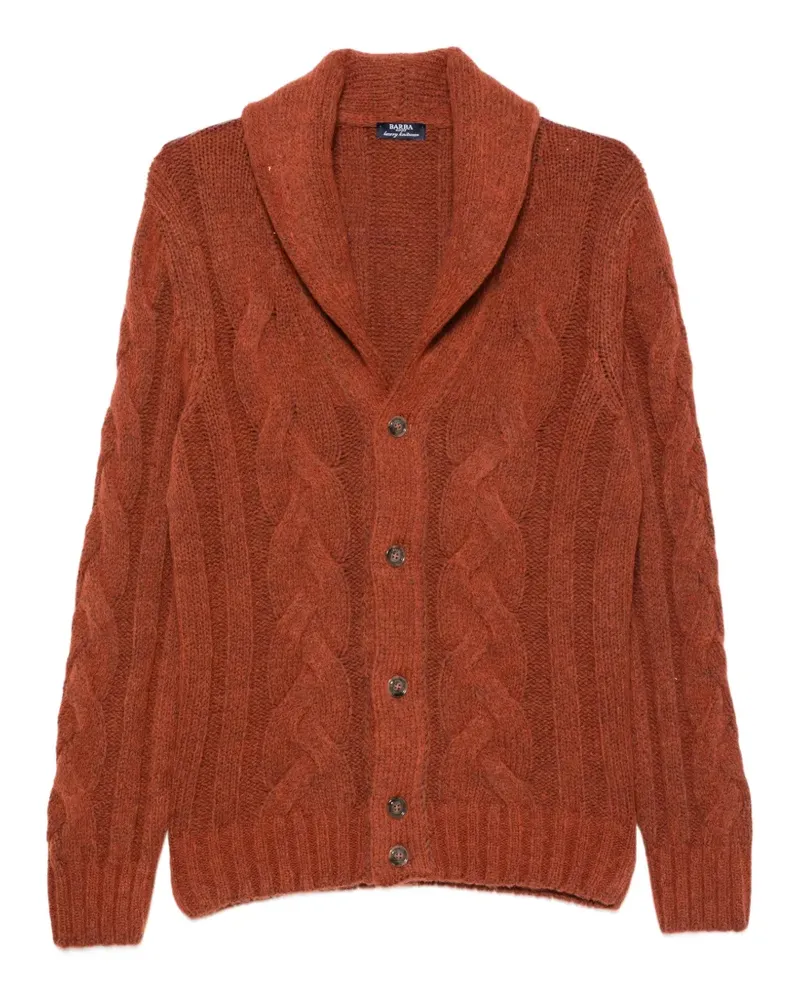 BARBA cable-knit shawl-collar cardigan - Orange Orange