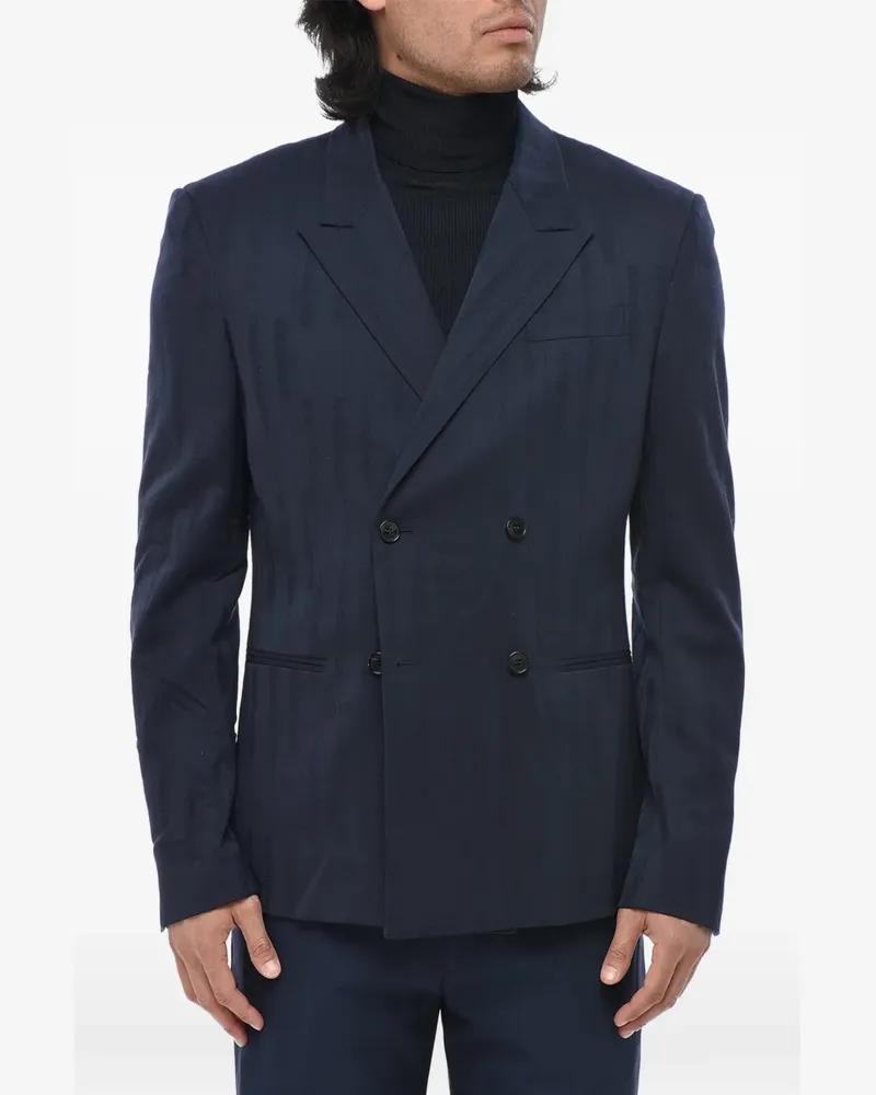 OFF-WHITE jacquard double-breasted blazer - Blau Blau